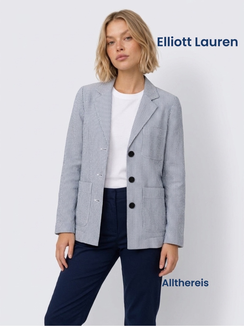 Elliott Lauren Linen Stripe Blazer 6